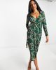 ASOS DESIGN ASOS DESIGN wrap shirt midi dress in chain print-Green - 1