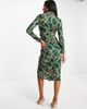 ASOS DESIGN ASOS DESIGN wrap shirt midi dress in chain print-Green - 2