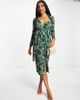 ASOS DESIGN ASOS DESIGN wrap shirt midi dress in chain print-Green - 4
