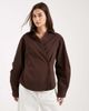 ASOS DESIGN ASOS DESIGN wrap shirt with cocoon sleeve in chocolate-Brown - 1
