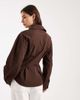 ASOS DESIGN ASOS DESIGN wrap shirt with cocoon sleeve in chocolate-Brown - 4