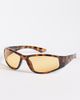 ASOS DESIGN ASOS DESIGN wrap sunglasses in tortoise with amber lenses-Brown - 1
