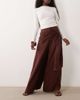 ASOS DESIGN ASOS DESIGN wrapover detail wide leg pants in chocolate-Neutral - 1