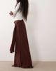ASOS DESIGN ASOS DESIGN wrapover detail wide leg pants in chocolate-Neutral - 2
