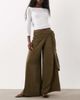 ASOS DESIGN ASOS DESIGN wrapover detail wide leg pants in khaki-Green - 1