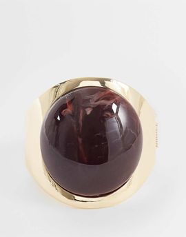 ASOS DESIGN ASOS DESIGN XL cuff bracelet with amber resin setting in gold tone