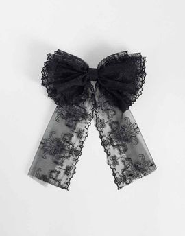 ASOS DESIGN ASOS DESIGN XL hair bow barette in black lace-MULTI