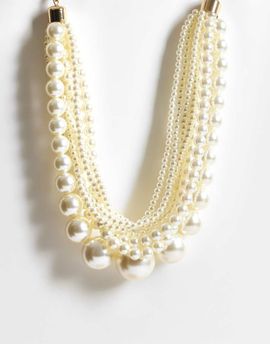 ASOS DESIGN ASOS DESIGN XL necklace with Faux pearl multi-row in ivory finish-WHITE