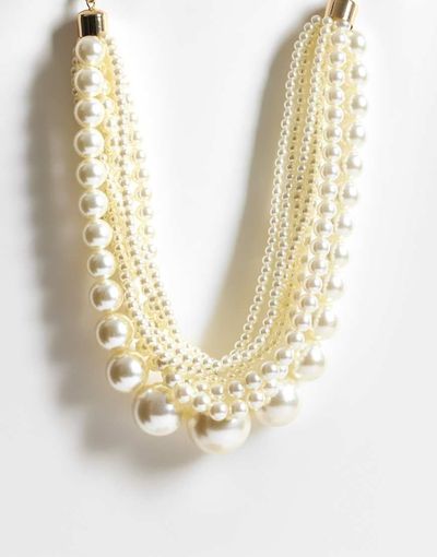 ASOS DESIGN ASOS DESIGN XL necklace with Faux pearl multi-row in ivory finish-WHITE