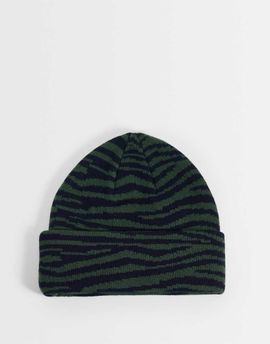 ASOS DESIGN ASOS DESIGN zebra striped mini beanie in green