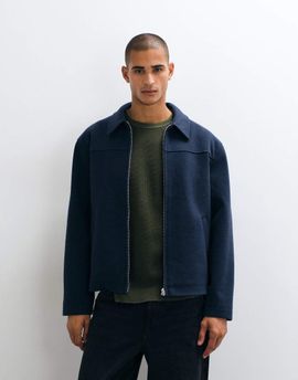 ASOS DESIGN ASOS DESIGN zip through wool look jacket in navy