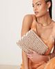ASOS DESIGN ASOS DESIGN zip top clutch bag in all over beads in rose gold - 1