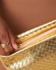ASOS DESIGN ASOS DESIGN zip top clutch bag in gold weave - 4