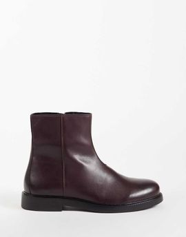 ASOS DESIGN ASOS DESIGN zip up boots in burgundy leather-Red