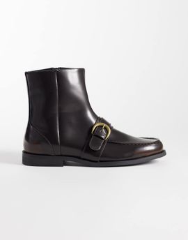 ASOS DESIGN ASOS DESIGN zip up boots with buckle detail in brown