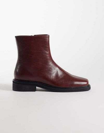 ASOS DESIGN ASOS DESIGN zip up boots with seam detail in burnished red