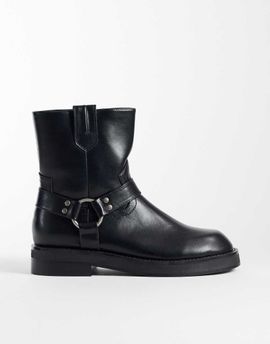 ASOS DESIGN ASOS DESIGN zip up boots with strap and metal hardware detail in black
