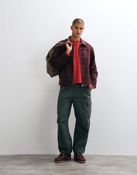ASOS DESIGN ASOS DESIGN zip up wool look jacket in burgundy plaid-Red