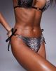 ASOS DESIGN ASOS DESIGN Zoe tie side bikini bottoms with heart hardware in zebra-Brown - 3
