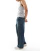 ASOS DESIGN ASOS DESISN extreme baggy jeans with green tint in dark wash blue - 3