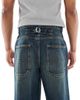 ASOS DESIGN ASOS DESISN extreme baggy jeans with green tint in dark wash blue - 4