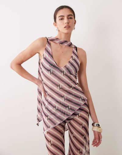 ASOS DESIGN ASOS DSIGN mesh printed long line bandeau - part of a set-Multi