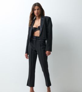ASOS DESIGN ASOS X THE SOURCED COLLECTION skinny tux trouser with sain waist in black