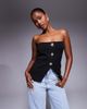 ASOS DESIGN DESIGN knit button front bandeau top with gold buttons in black - 1