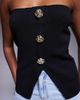 ASOS DESIGN DESIGN knit button front bandeau top with gold buttons in black - 2