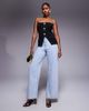 ASOS DESIGN DESIGN knit button front bandeau top with gold buttons in black - 3