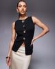 ASOS DESIGN DESIGN knit vest with flower buttons in black - 1