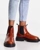 ASOS DESIGN Wide Fit ASOS DESIGN Wide Fit Appreciate leather chelsea boots in tan croc-Brown - 3