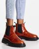 ASOS DESIGN Wide Fit ASOS DESIGN Wide Fit Appreciate leather chelsea boots in tan croc-Brown - 4