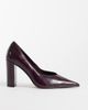 Asos Design Wide Fit ASOS DESIGN Wide Fit Panda high block heel pumps in burgundy-RED - 1