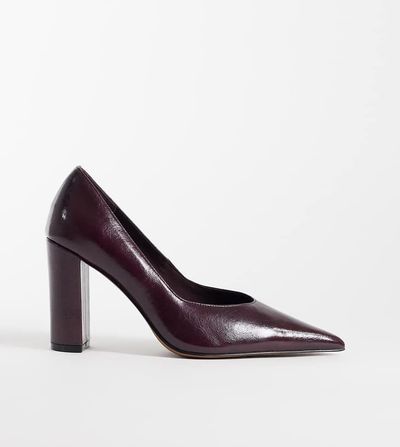 Asos Design Wide Fit ASOS DESIGN Wide Fit Panda high block heel pumps in burgundy-RED
