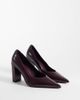 Asos Design Wide Fit ASOS DESIGN Wide Fit Panda high block heel pumps in burgundy-RED - 4