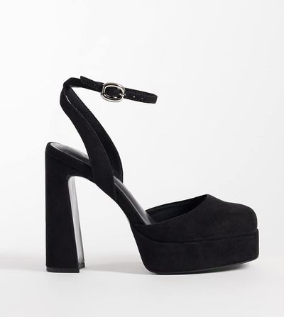 Asos Design Wide Fit ASOS DESIGN Wide Fit Peaked platform high heeled shoes in black