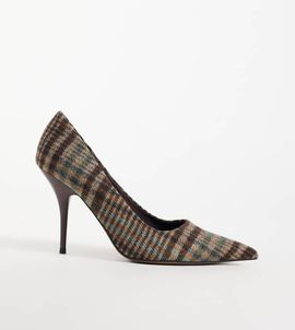 Asos Design Wide Fit ASOS DESIGN Wide Fit Perth pointed stiletto high heel pumps in check-MULTI