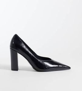 Asos Design Wide Fit ASOS DESIGN Wide Fit Progress pattern work stiletto pumps in black