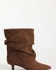 Asos Design Wide Fit ASOS DESIGN Wide Fit Rosario slouchy kitten heel boots in chocolate suedette-Brown - 1