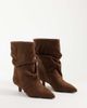 Asos Design Wide Fit ASOS DESIGN Wide Fit Rosario slouchy kitten heel boots in chocolate suedette-Brown - 2