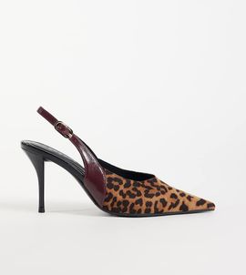 Asos Design Wide Fit ASOS DESIGN Wide Fit Serena slingback stiletto heels in leopard and burgundy suedette-Multi