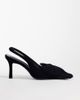 Asos Design Wide Fit ASOS DESIGN Wide Fit Shine slingback bow detail mid heel shoes in black velvet - 1