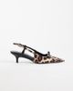 Asos Design Wide Fit ASOS DESIGN Wide Fit Skippy bow detailing slingback kitten heel shoes in leopard-Multi - 2