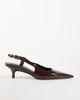 Asos Design Wide Fit ASOS DESIGN Wide Fit Skippy slingback kitten heel shoes in chocolate patent-Brown - 1