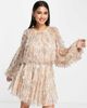 ASOS EDITION ASOS EDITION blouson sleeve mini dress with teardrop sequin in blush-Pink - 2