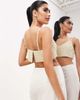ASOS EDITION ASOS EDITION cami v neck embellished pearl crop top in cream-White - 1