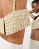ASOS EDITION ASOS EDITION cami v neck embellished pearl crop top in cream-White - 4