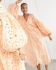 ASOS EDITION ASOS EDITION eyelet midi dress with blouson sleeves and tie front-Orange - 4