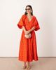 ASOS EDITION ASOS EDITION eyelet wide sleeve plunge midi dress in red-Black - 1
